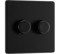 BG FFB82 Flatplate Screwless 2-Way Double Trailing Edge Dimmer Push On/Off - Matt Black