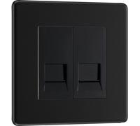 BG FFBBTM2 Flatplate Screwless Double Master Telephone Socket - Matt Black