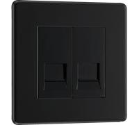 BG FFBBTS2 Flatplate Screwless Double Slave Telephone Socket - Matt Black