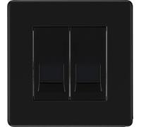 BG FFBRJ112 Flatplat Screwless RJ11 Double Data Outlet Socket - Matt Black