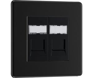 BG FFBRJ452 Flatplate Screwless RJ45 Double Data Outlet Socket - Matt Black