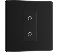 BG FFBTDS1B-K Flatplate Screwless 2-Way Secondary 200W Single Touch Dimmer Switch - Matt Black (Black)