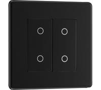 BG FFBTDS2B-K Flatplate Screwless 2-Way Secondary 200W Double Touch Dimmer Switch - Matt Black (Black)
