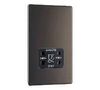 BG Electrical Dual Voltage Shaver Plug Socket, Electric Toothbrush Charger Socket for Bathrooms, Screwless Front Plate, Premium Flatplate, 2-Pin, Black Nickel, 115V / 240V, FBN20B