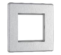 BG Flat Plate Brushed Steel 2 Mod Sq Front Plate - FBSEMS2
