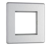 BG Flat Plate Brushed Steel 2 Mod Sq Front Plate - FBSEMS2