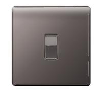 BG Flatplate Screwless 10AX Plate Switch Intermediate Black Nickel