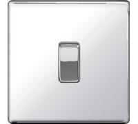 BG Flatplate Screwless 10AX Plate Switch Intermediate Chrome