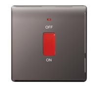BG Flatplate Screwless 45A DP Switch With Neon Single Plate Black Nickel