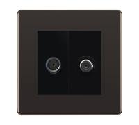 BG Flatplate Screwless Black Nickel TV & Satellite Socket FBN65B