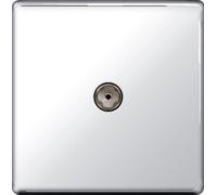 BG Flatplate Screwless Co-Axial Socket 1 Gang Chrome