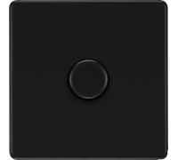 BG Electrical Intelligent Single Wall Dimmer Switch, 2 Way, Screwless Front Plate, Premium Flatplate, Matt Black, 200W, FFB81