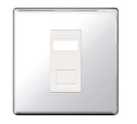 BG Flatplate Screwless RJ45 Data Outlet Socket 1 Gang Chrome