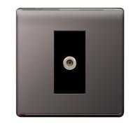 BG Flatplate Screwless Satellite Socket 1 Gang Black Nickel