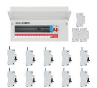 BG Fortress CF16MS13 16 Module 13 Way 100A Main Switch Consumer Unit with T2 SPD + 10 Bi-Directional DP RCBOs & 3x CUA19 FREE Blanks