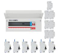 BG Fortress CF16MS13 16 Module 13 Way 100A Main Switch Consumer Unit with T2 SPD + 6 Bi-Directional DP RCBOs & 7x CUA19 FREE Blanks