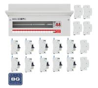 BG Fortress CF19MS16 19 Module 16 Way 100A Main Switch Consumer Unit with T2 SPD + 10 RCBOs & 6x CUA19 FREE Blanks