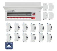 BG Fortress CF19MS16 19 Module 16 Way 100A Main Switch Consumer Unit with T2 SPD + 12 RCBOs & 4x CUA19 FREE Blanks
