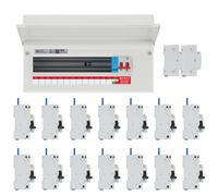 BG Fortress CF19MS16 19 Module 16 Way 100A Main Switch Consumer Unit with T2 SPD + 14 Bi-Directional DP RCBOs & 2x CUA19 FREE Blank