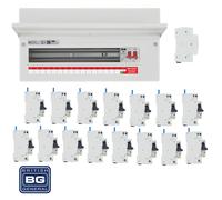 BG Fortress CF19MS16 19 Module 16 Way 100A Main Switch Consumer Unit with T2 SPD + 15 RCBOs & 1x CUA19 FREE Blank