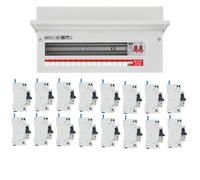 BG Fortress CF19MS16 19 Module 16 Way 100A Main Switch Consumer Unit with T2 SPD + 16 RCBOs