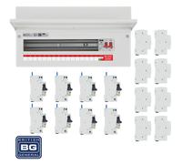 BG Fortress CF19MS16 19 Module 16 Way 100A Main Switch Consumer Unit with T2 SPD + 8 RCBOs & 8x CUA19 FREE Blanks