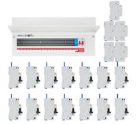 BG Fortress CF22MS19 22 Module 19 Way 100A Main Switch Consumer Unit with T2 SPD + 14 Bi-Directional DP RCBOs & 5x CUA19 FREE Blanks