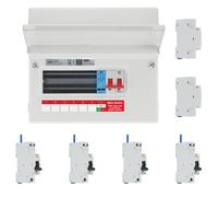 BG Fortress CF9MS6 9 Module 6 Way 100A Main Switch Consumer Unit with T2 SPD + 4 Bi-Directional DP RCBOs & 2x CUA19 FREE Blank