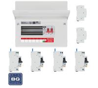 BG Fortress CF9MS6 9 Module 6 Way 100A Main Switch Consumer Unit with T2 SPD + 4 RCBOs & 2x CUA19 FREE Blank