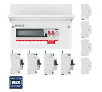 BG Fortress CFUSW08SPD 12 Module 8 Way 100A Main Switch Consumer Unit with T2 SPD + 4 RCBOs & 4x CUA19 FREE Blanks
