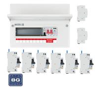 BG Fortress CFUSW08SPD 12 Module 8 Way 100A Main Switch Consumer Unit with T2 SPD + 6 RCBOs & 2x CUA19 FREE Blanks