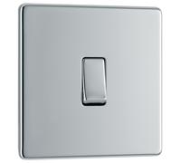 BG FPC12 Flatplate Screwless 20A 16AX 2 Way Single Light Switch - Polished Chrome