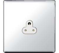BG FPC28W Flatplate Screwless Unswitched Round Pin Socket 2A - White Insert - Polished Chrome