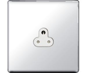 BG FPC28W Flatplate Screwless Unswitched Round Pin Socket 2A - White Insert - Polished Chrome