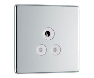 BG FPC29W Flatplate Screwless Unswitched Round Pin Socket 5A - White Insert - Polished Chrome