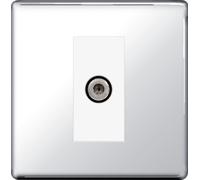 BG FPC64 Flatplate Screwless 1 Gang Satellite Socket - Polished Chrome