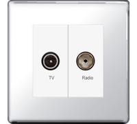 BG FPC66 Flatplate Screwless Diplex TV/FM Socket - Polished Chrome