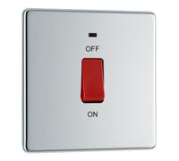 BG FPC74 Flatplate Screwless 45A DP Single Plate + Neon - Polished Chrome