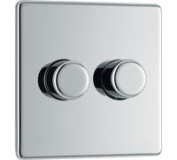 BG FPC82 Flatplate Screwless 2-Way Double Trailing Edge Dimmer Push On/Off - Polished Chrome