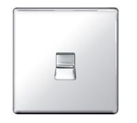 BG FPCBTS1 Flatplate Screwless Slave Telephone Socket - Polished Chrome