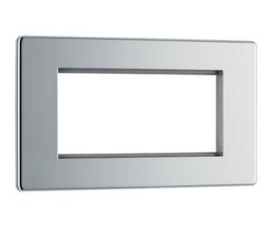 BG FPCEMR4 Flatplate Screwless Quad Euro Module Faceplate - Polished Chrome