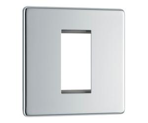 BG FPCEMS1 Flatplate Screwless Single Euro Module Faceplate - Polished Chrome