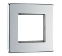 BG FPCEMS2 Flatplate Screwless Twin Euro Module Faceplate - Polished Chrome