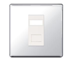 BG FPCRJ451 Flatplate Screwless RJ45 Single Data Outlet Socket - Polished Chrome
