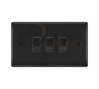 BG Matt Black 3 Gang Custom Grid Switch Panel Labelled Kitchen Appliance
