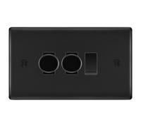 BG Matt Black 3 Gang Switch 2x Trailing Edge LED Dimmer 1x 2 Way Custom Grid Switch