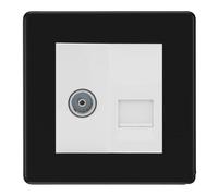 BG Matt Black TV Aerial and Master Telephone Outlet White Insert
