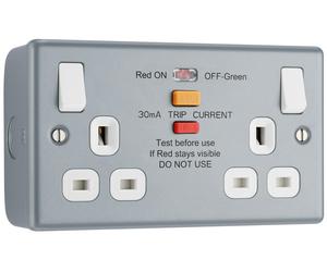 BG MC522ARCD Metal Clad 13A 2G SP Type A RCD Protection Switched Socket