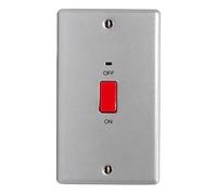 BG MC572 Metal Clad 45A DP Switch + Neon - Large Plate