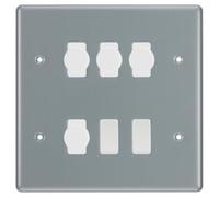 BG Metal Clad 6 Gang Light Switch 4x LED Dimmer 2x 2 Way Custom Switch